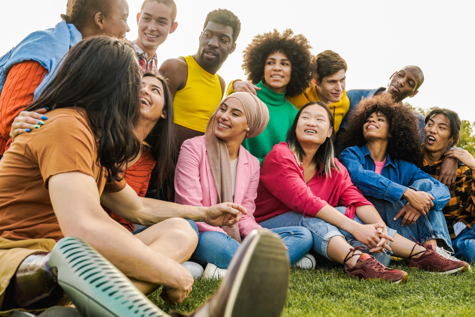 diverse group of people smiling 