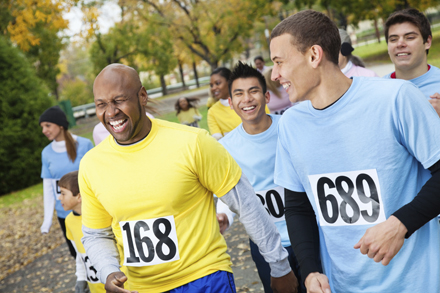 people walking in a race