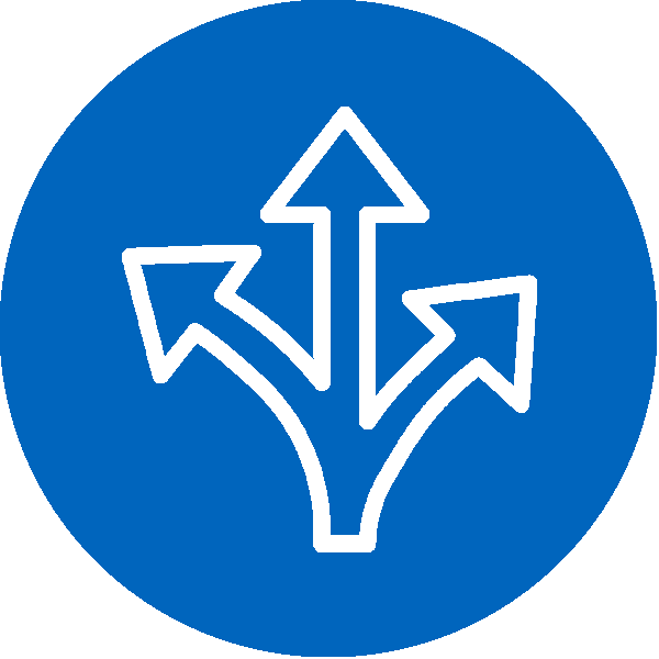 Icon of three arrows going in different directions